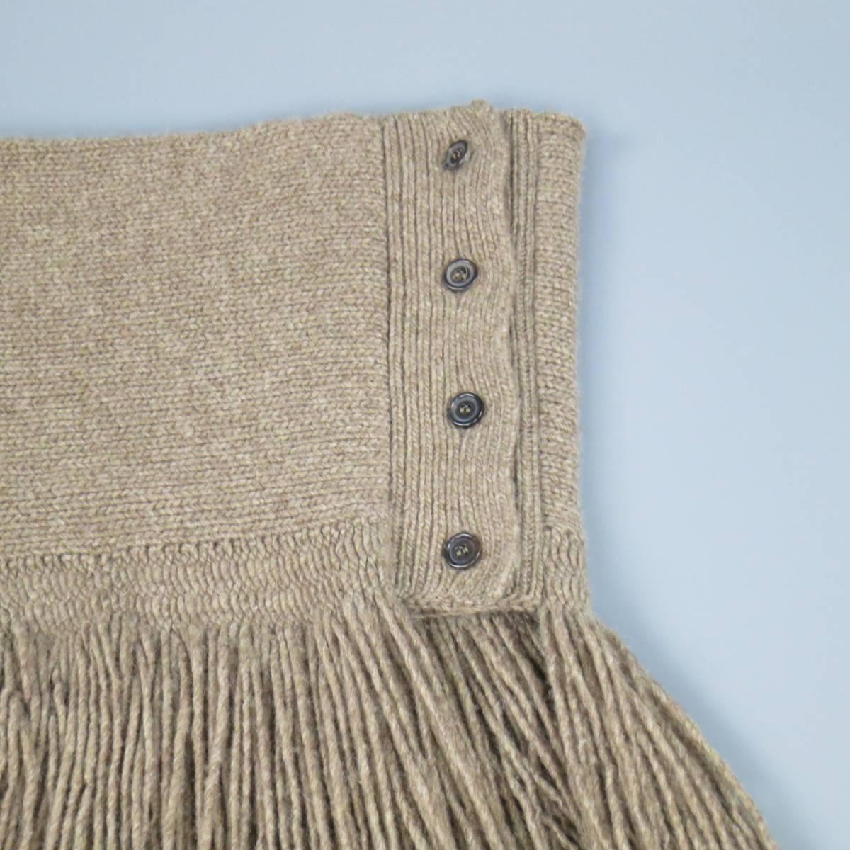 Women's RALPH LAUREN Fall 2015 COLLECTION Taupe Cashmere Fringe Scarf Shawl