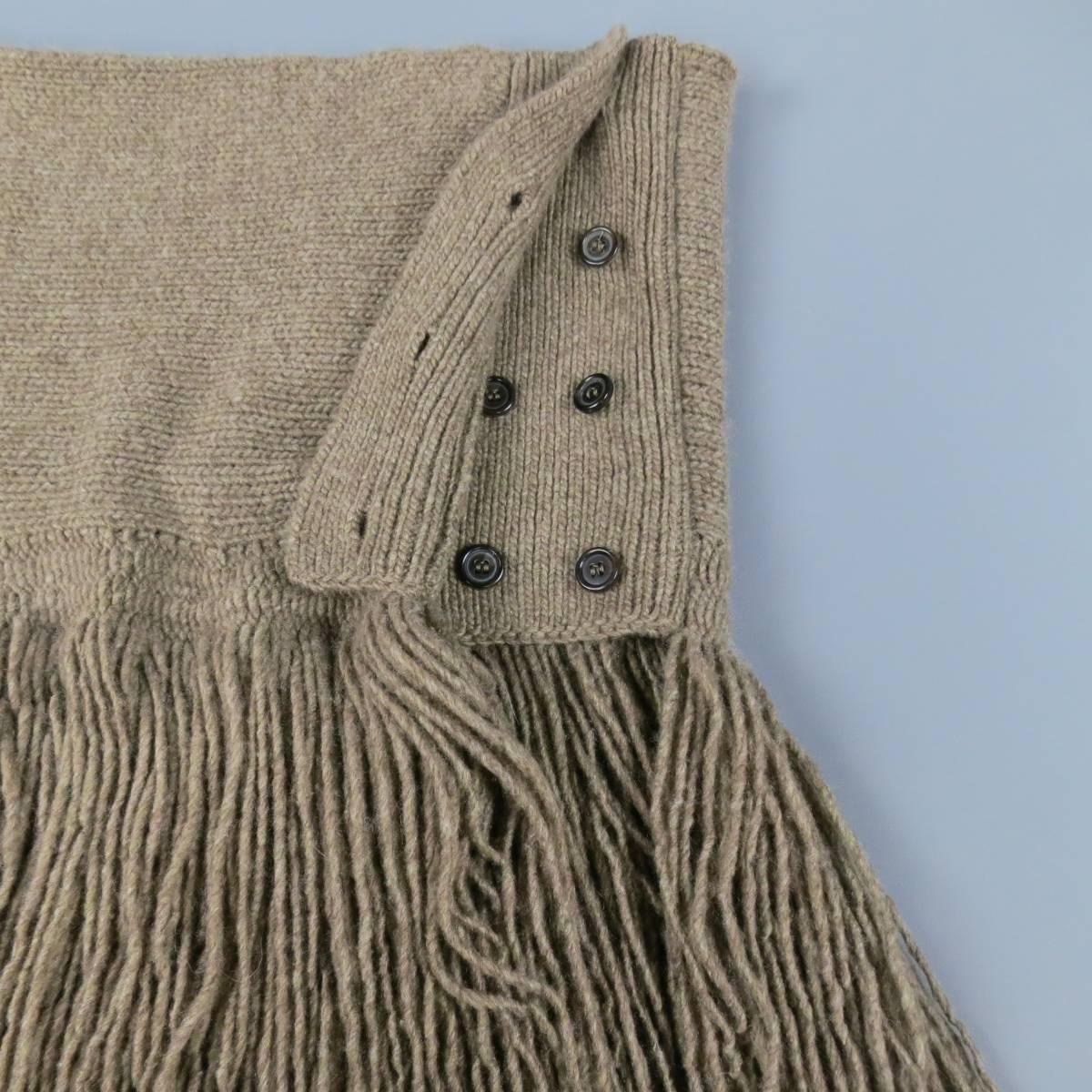 RALPH LAUREN Fall 2015 COLLECTION Taupe Cashmere Fringe Scarf Shawl 1