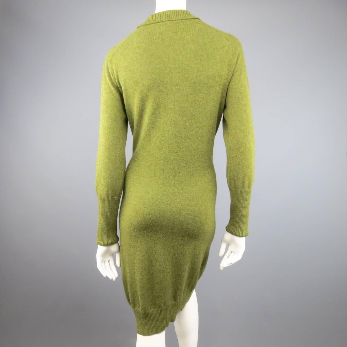 Hermes Vintage Size 10 Olive Cashmere Dress  1