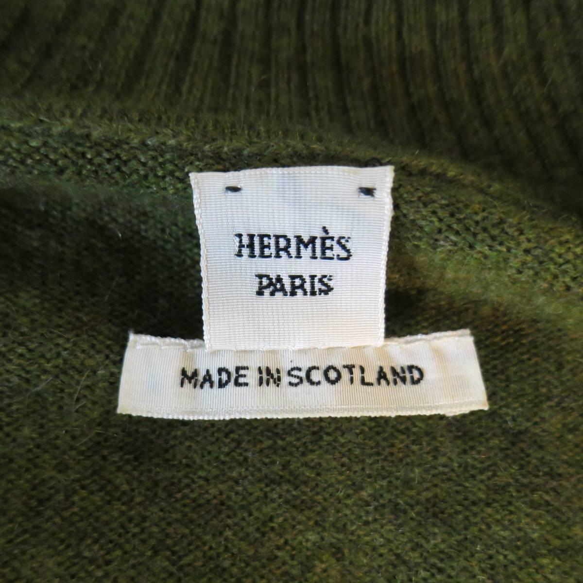 Hermes Vintage Size 10 Olive Cashmere Dress  3
