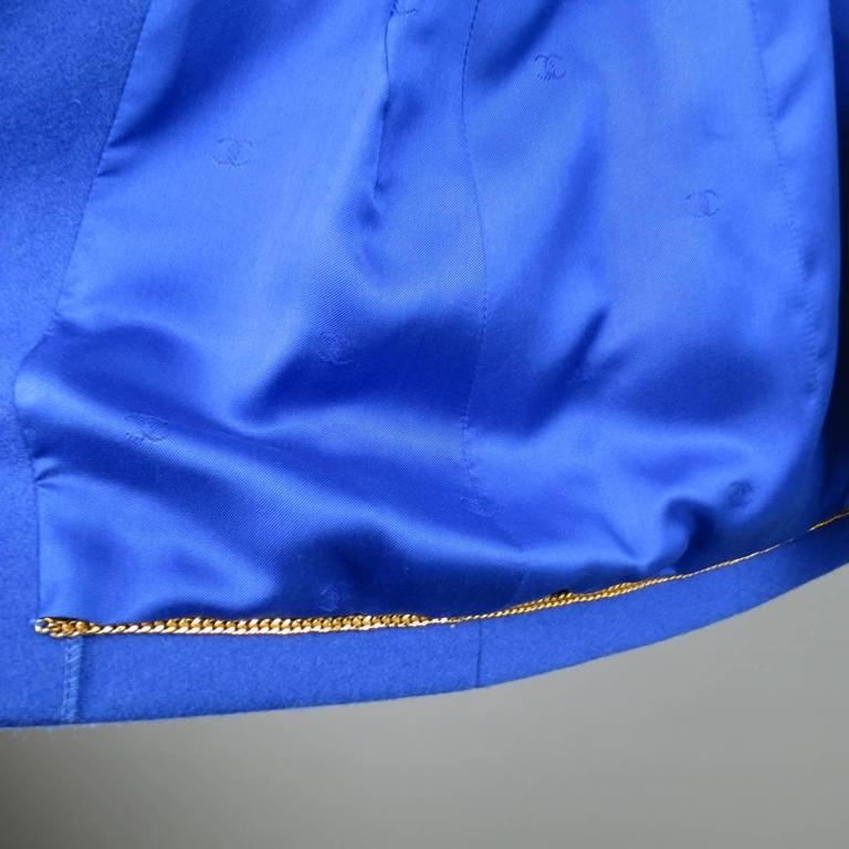 CHANEL F/W 1996 Size 6 Royal Blue Wool Gold Jeweled Button Military