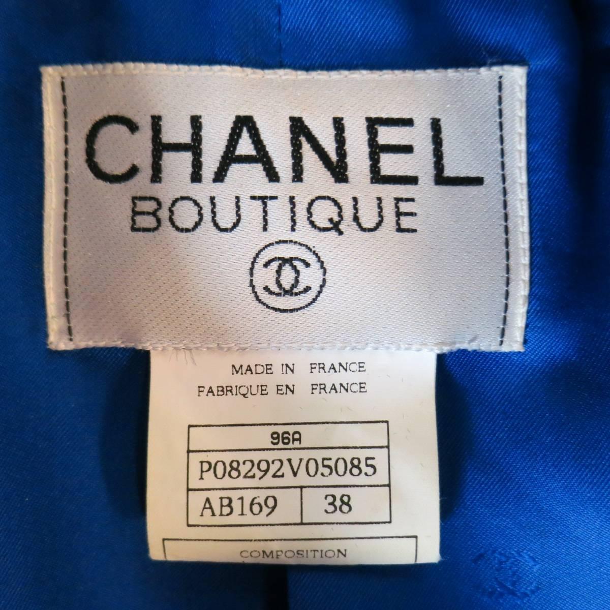 CHANEL F/W 1996 Size 6 Royal Blue Wool Gold Jeweled Button Military Jacket 1
