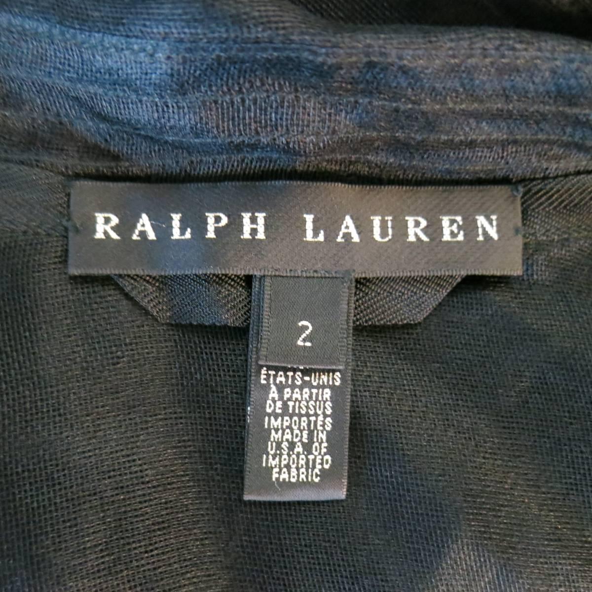 RALPH LAUREN Black Label Size 2 Black Sheer Silk Tulle Cropped Cargo ...