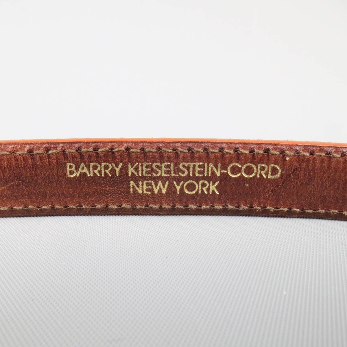 KIESELSTEIN-CORD Tan Alligator Leather Skinny Belt Strap In Excellent Condition In San Francisco, CA
