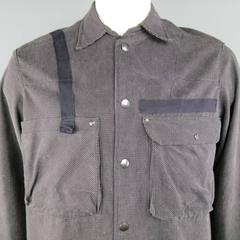 JUNYA WATANABE 42 Charcoal Houndstooth Cotton Ribbon Detail Jacket