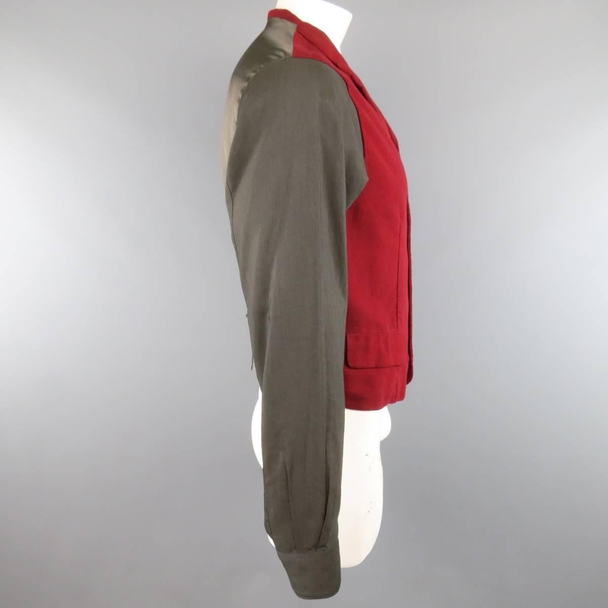 Comme des Garçons Burgundy and Gray Two Toned Vest Front Long Sleeve Shirt In Fair Condition In San Francisco, CA