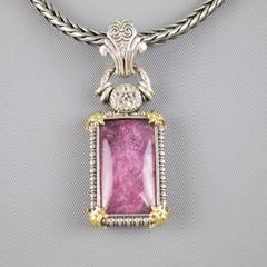 KONSTANTINO Sterling Silver Braided Chain 14k Gold Ruby Quartz Necklace