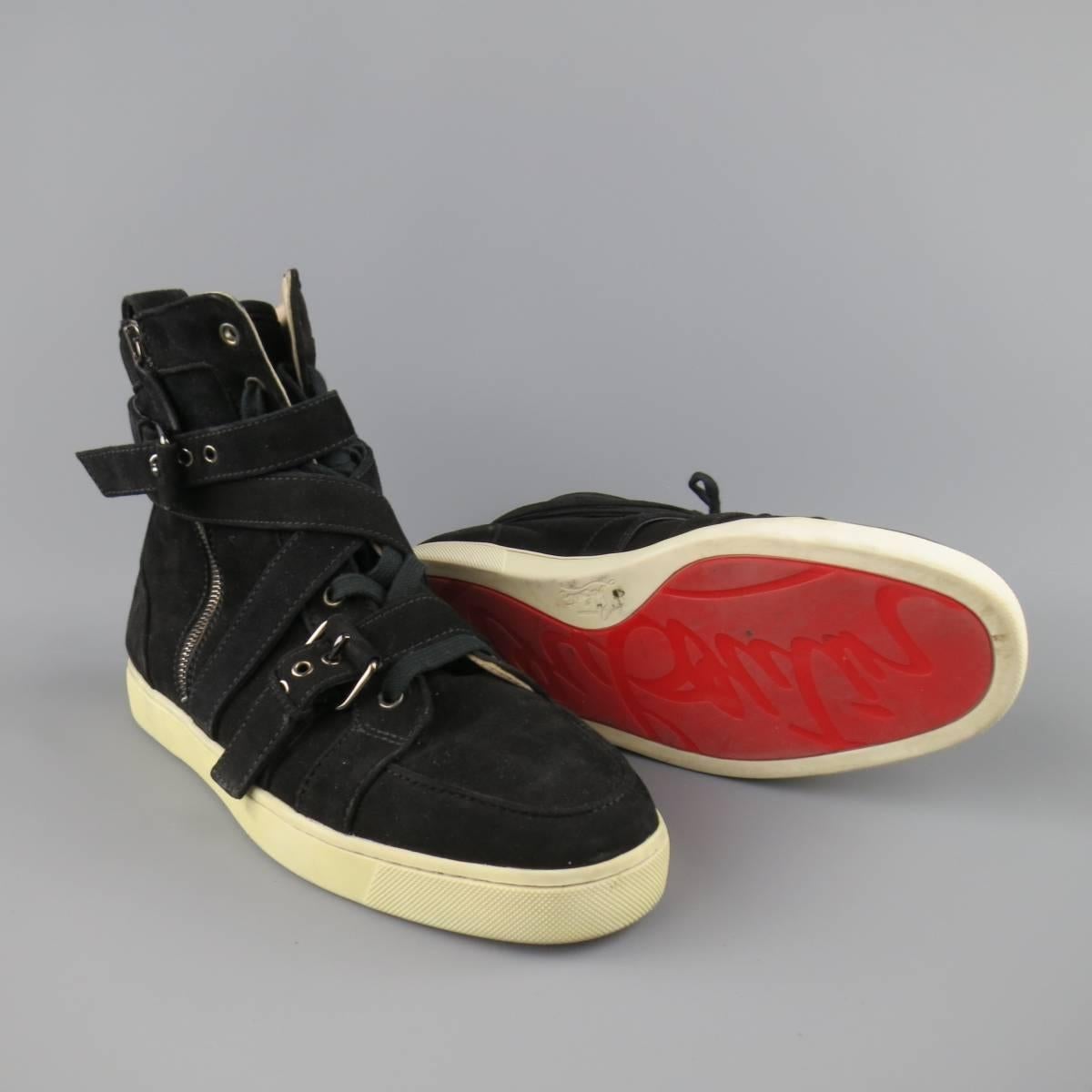 Herren CHRISTIAN LOUBOUTIN Größe 10 Schwarz Wildleder High Top Spacer Sneakers im Zustand „Gut“ in San Francisco, CA