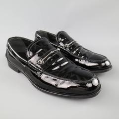 Men's GUCCI Loafers - Size 10.5 Black Patent Leather Horsebit Dress Shoes