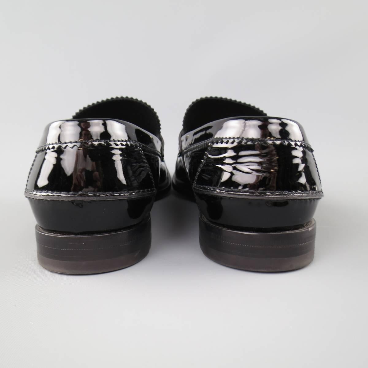 GUCCI Loafer für Herren – Größe 10::5 Schwarze Lackleder Horsebit Dress Schuhe 3