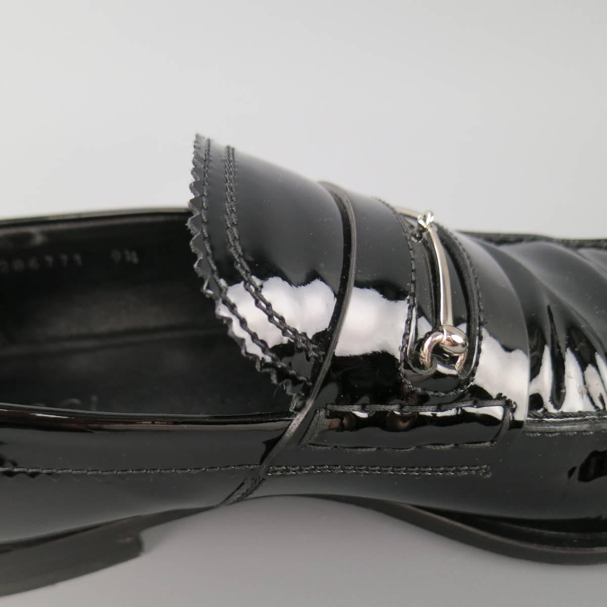GUCCI Loafer für Herren – Größe 10::5 Schwarze Lackleder Horsebit Dress Schuhe 2