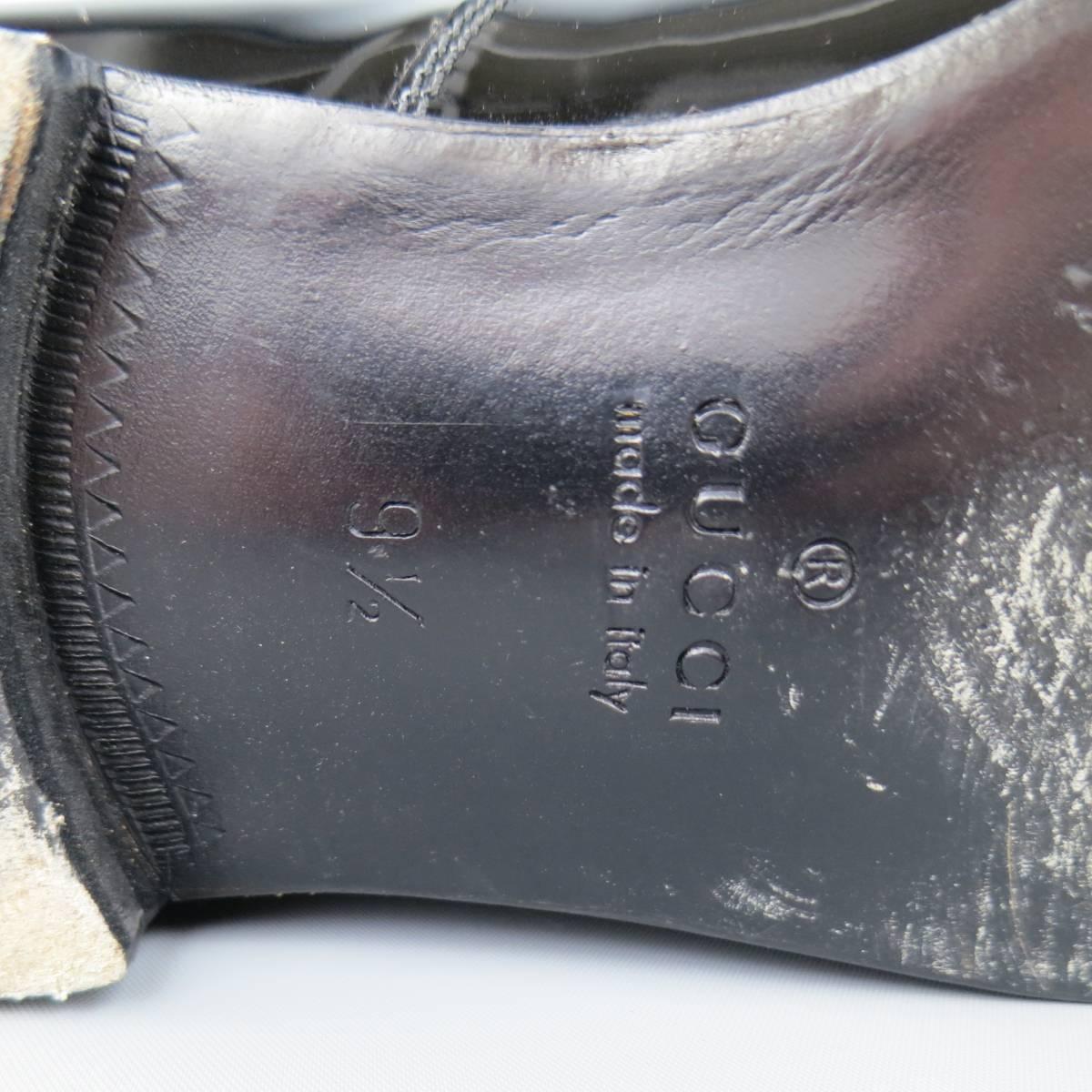 Men's GUCCI Loafers - Size 10.5 Black Patent Leather Horsebit Dress Shoes 2