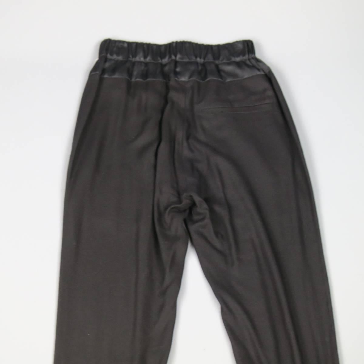 Women's ANN DEMEULEMEESTER Size 4 Black Rayon Thick Silk Waistband Trousers