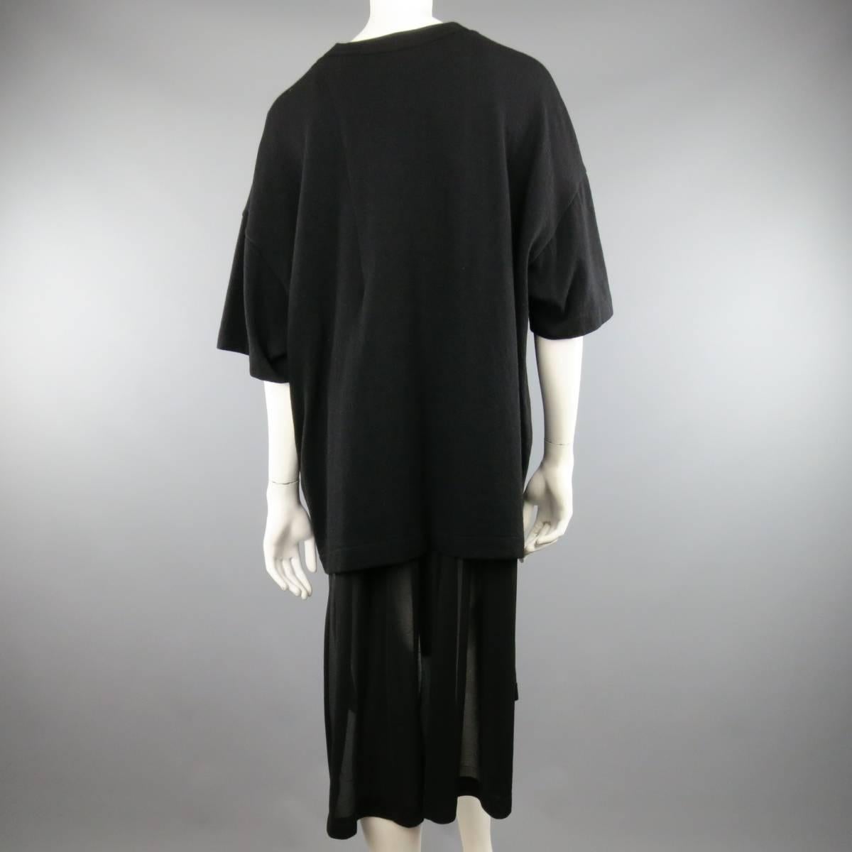 COMME des GARCONS Spring 2015 XS Black Mixed Fabrics Wool / Nylon T-shirt Dress 2