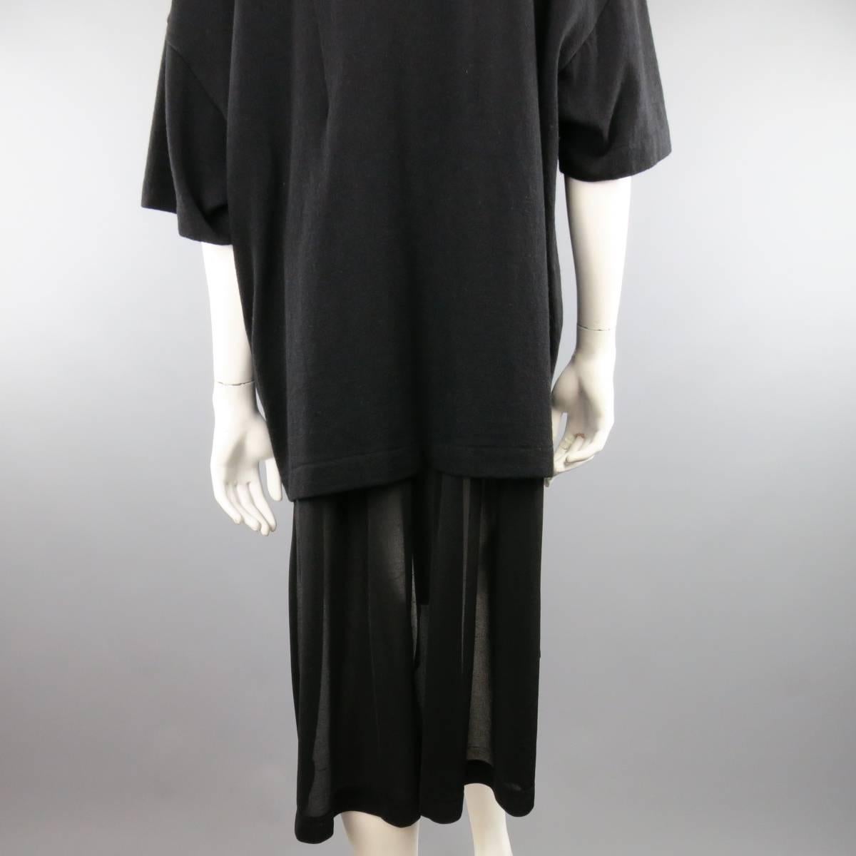 COMME des GARCONS Spring 2015 XS Black Mixed Fabrics Wool / Nylon T-shirt Dress 3