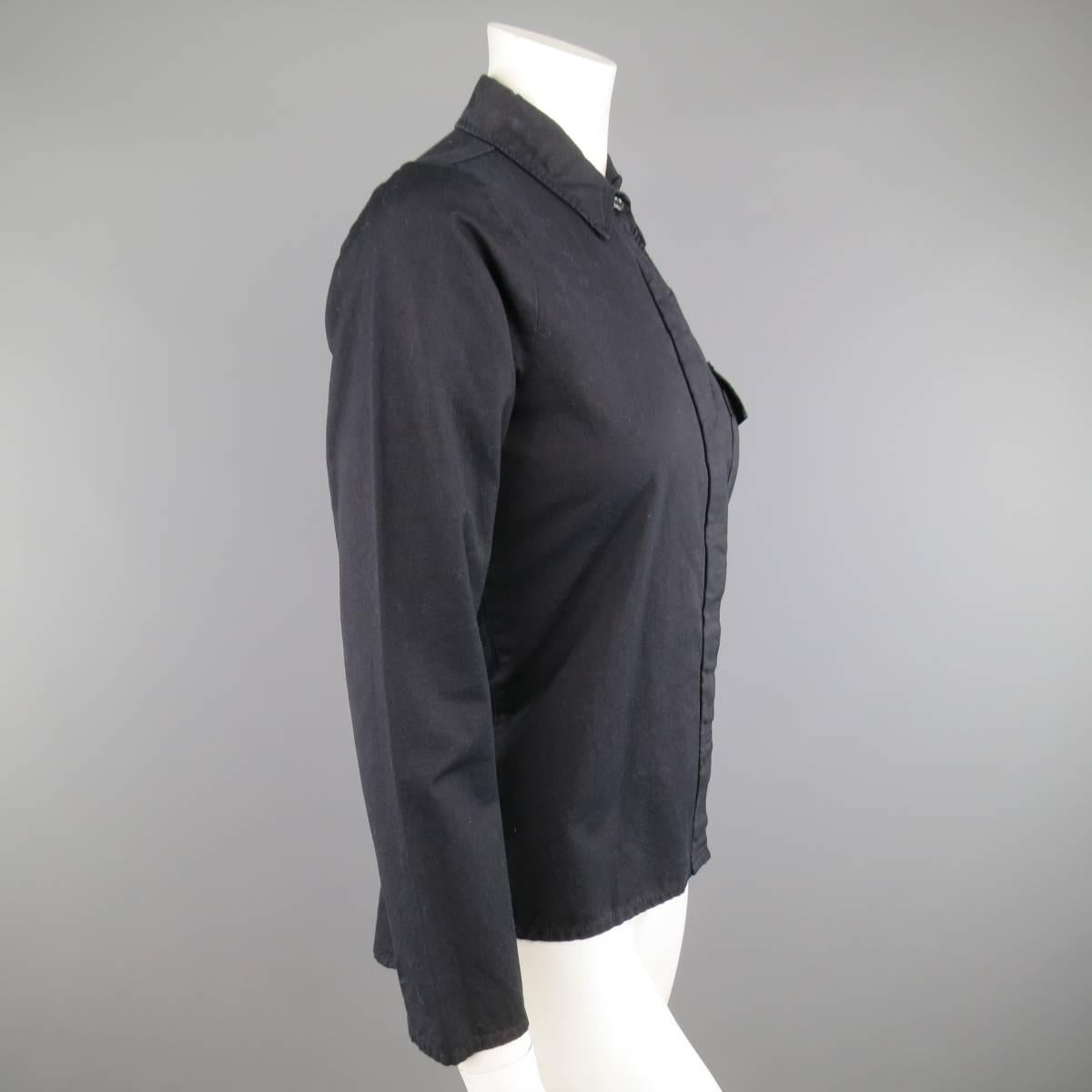 Women's Vintage MAISON MARTIN MARGIELA 6 Black Cotton Hidden Placket Tight Fit Shirt