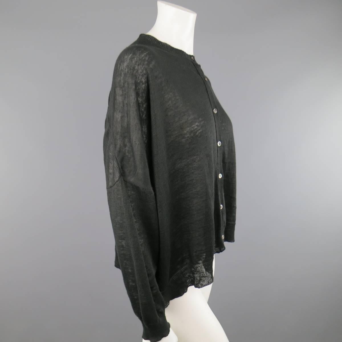 ARTS& SCIENCE Size S Black Sheer Linen Oversized Cardigan In Excellent Condition In San Francisco, CA