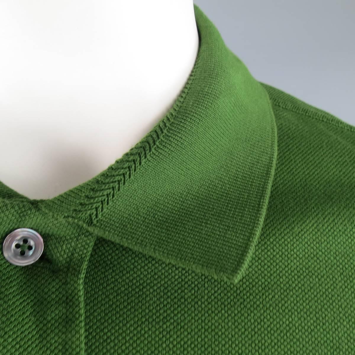 TOM FORD Size XXL Green Cotton Pique Polo In Excellent Condition In San Francisco, CA