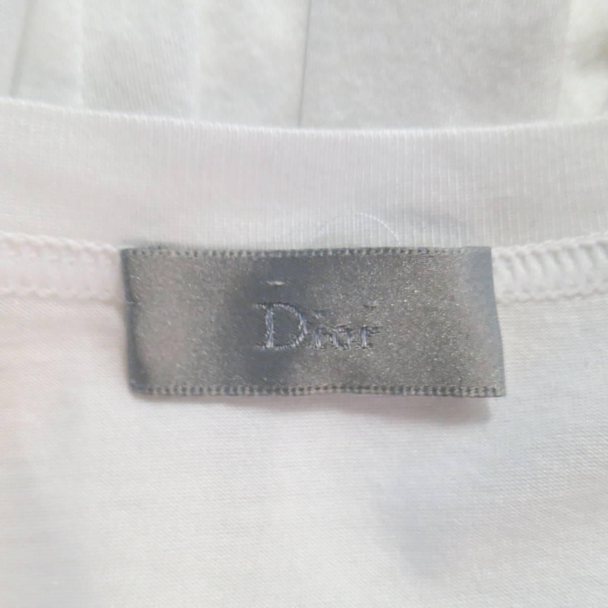 DIOR HOMME Size L White Cotton Jersey Embroidered Logo Long Sleeve T-shirt 1