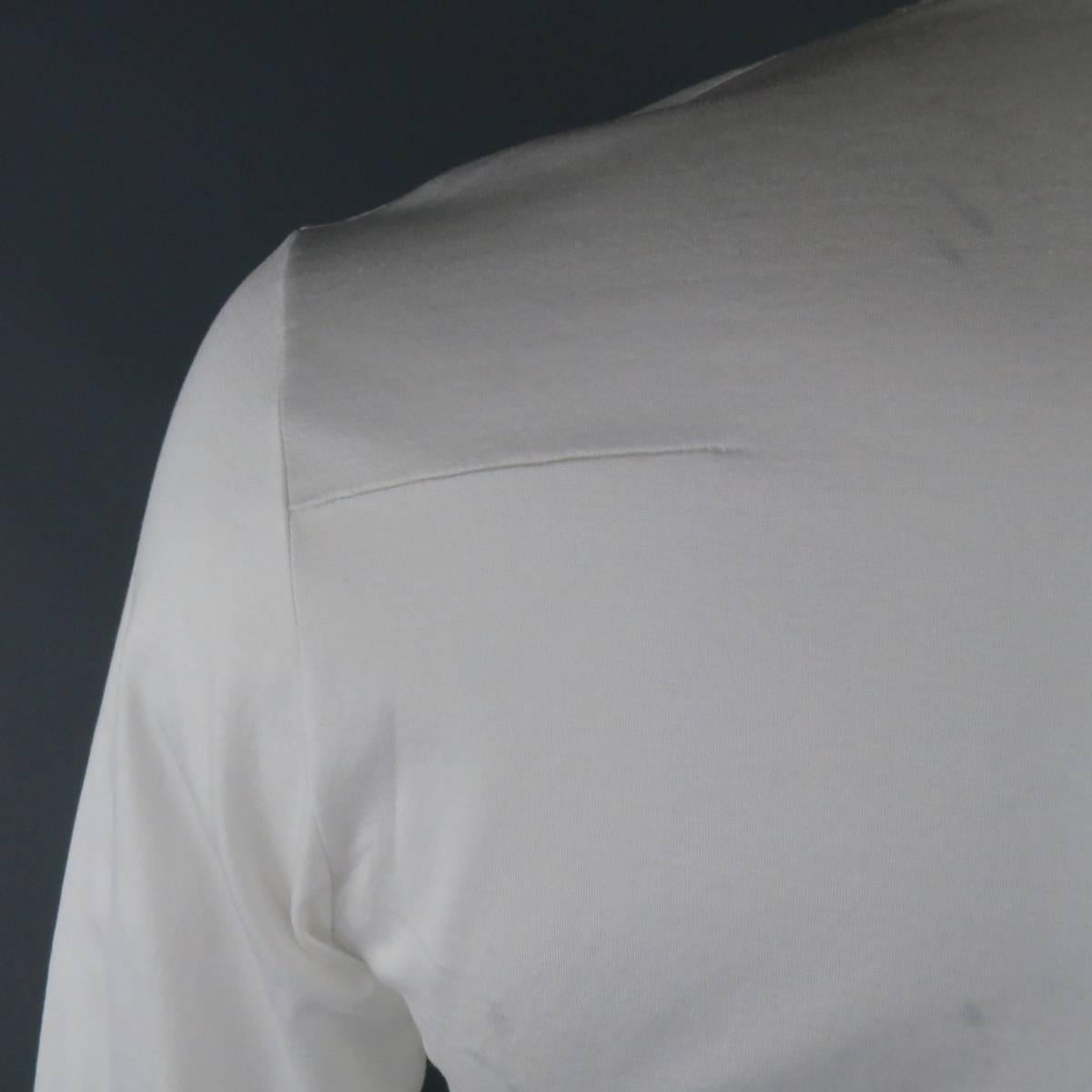 Men's DIOR HOMME Size L White Cotton Jersey Embroidered Logo Long Sleeve T-shirt