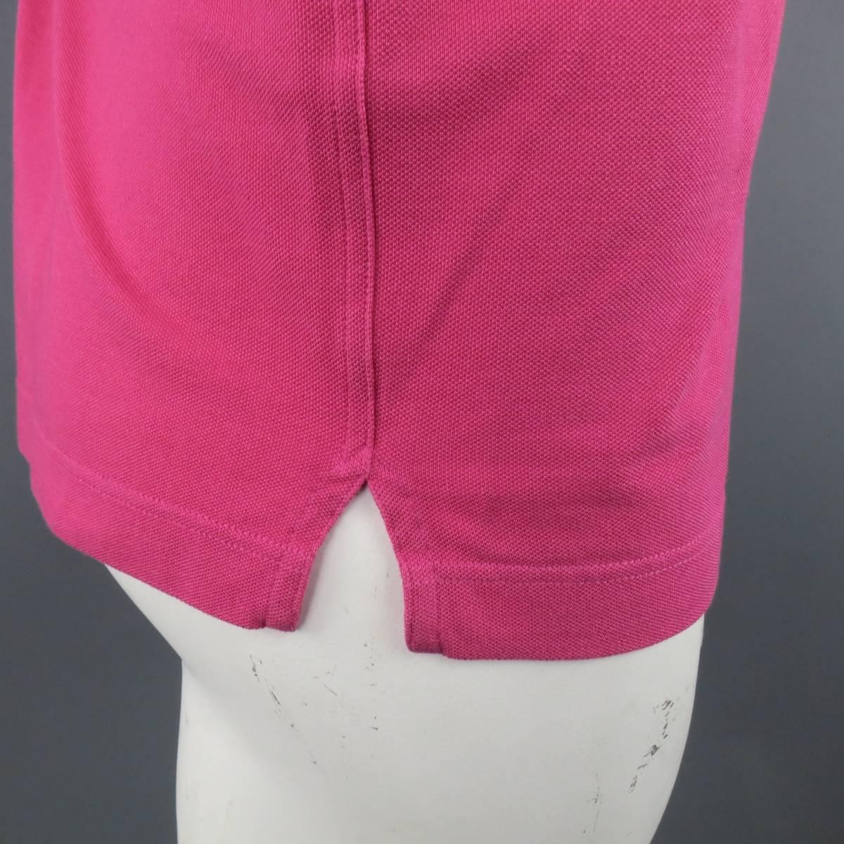 Women's or Men's HERMES Size XL Pink Pique Ebroidered Emblem Ras du Cou Pocket T-shirt