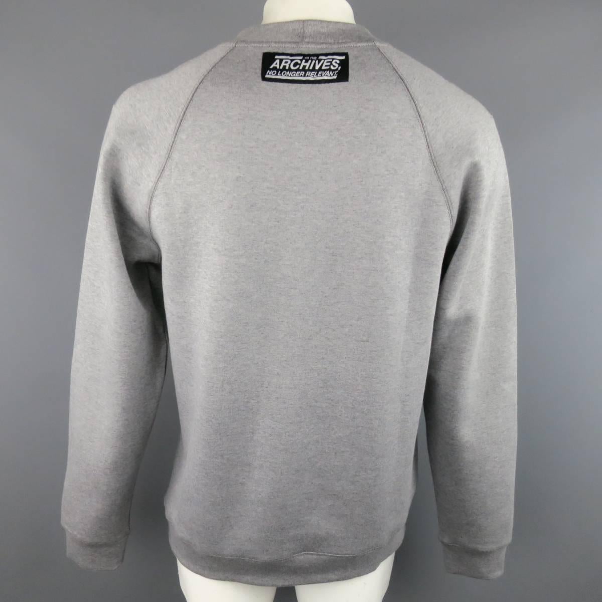 Men's RAF SIMONS L Heather Grey Cotton Blend Neoprene ARCHIVES Pullover Sweatshirt