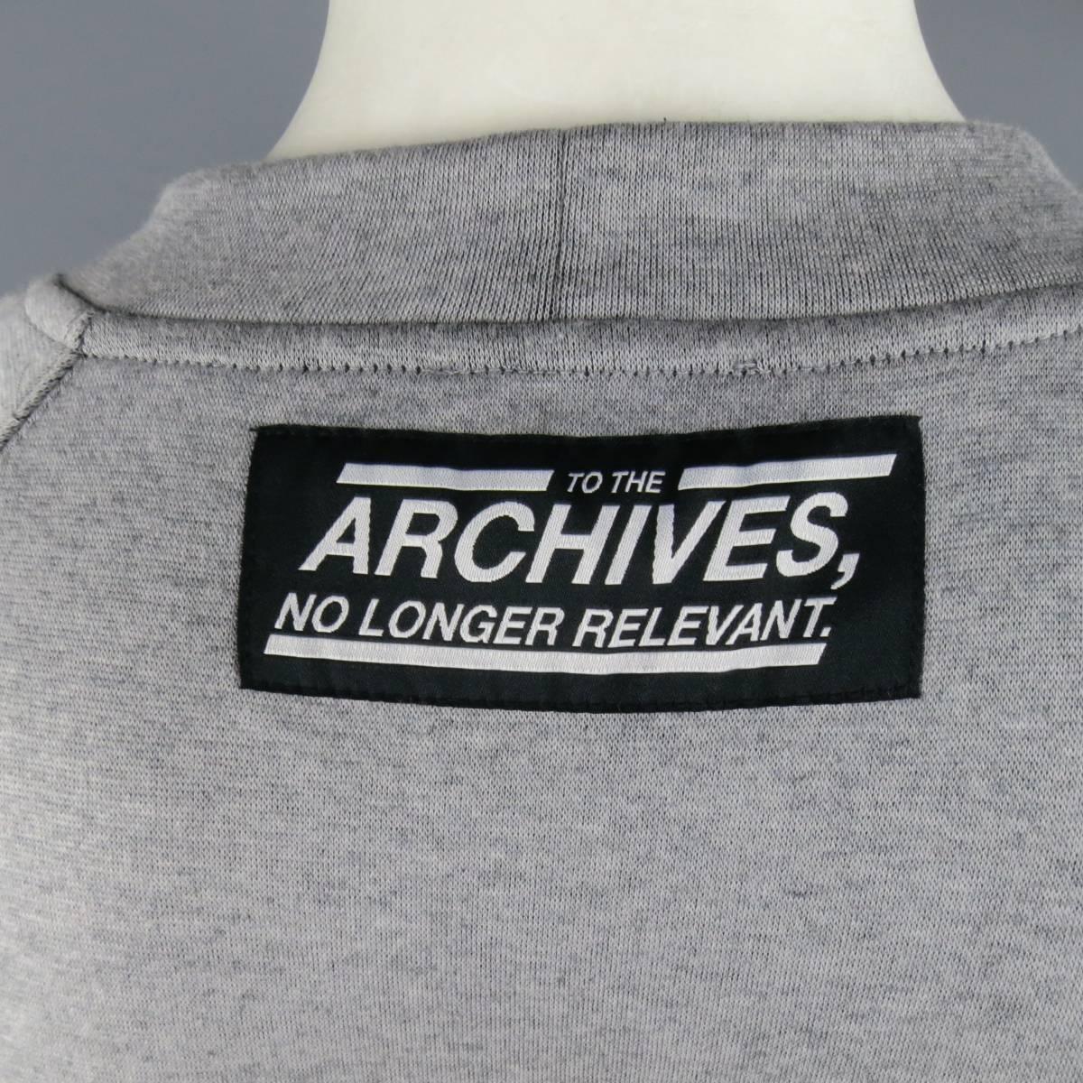 RAF SIMONS L Heather Grey Cotton Blend Neoprene ARCHIVES Pullover Sweatshirt 1