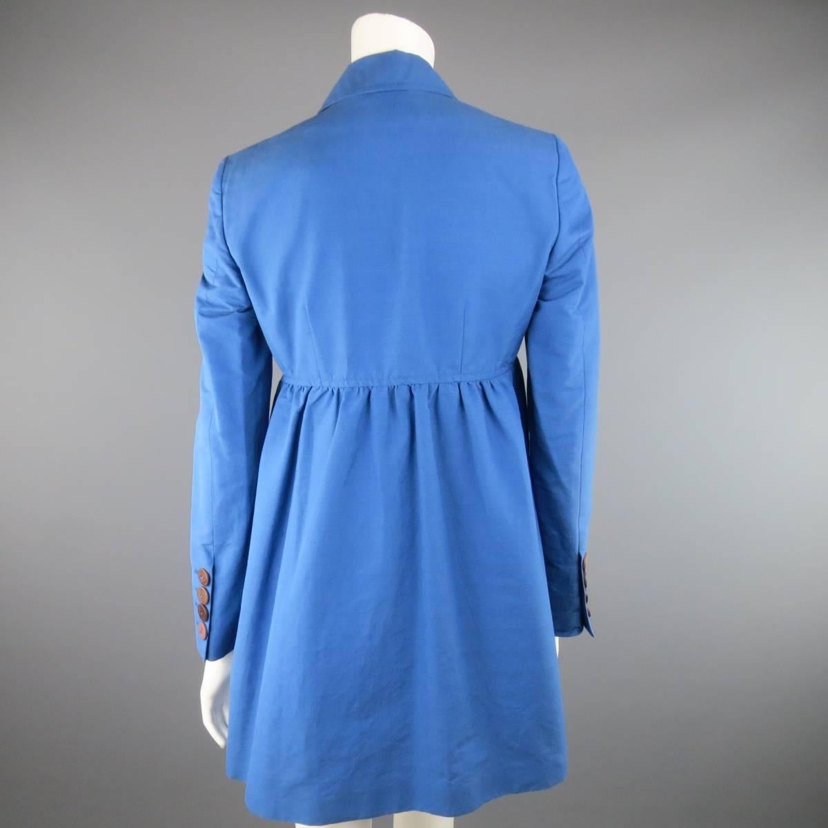 STELLA McCARTNEY Size 6 Blue Peak Lapel Empire Waist Full Skirt Coat 3