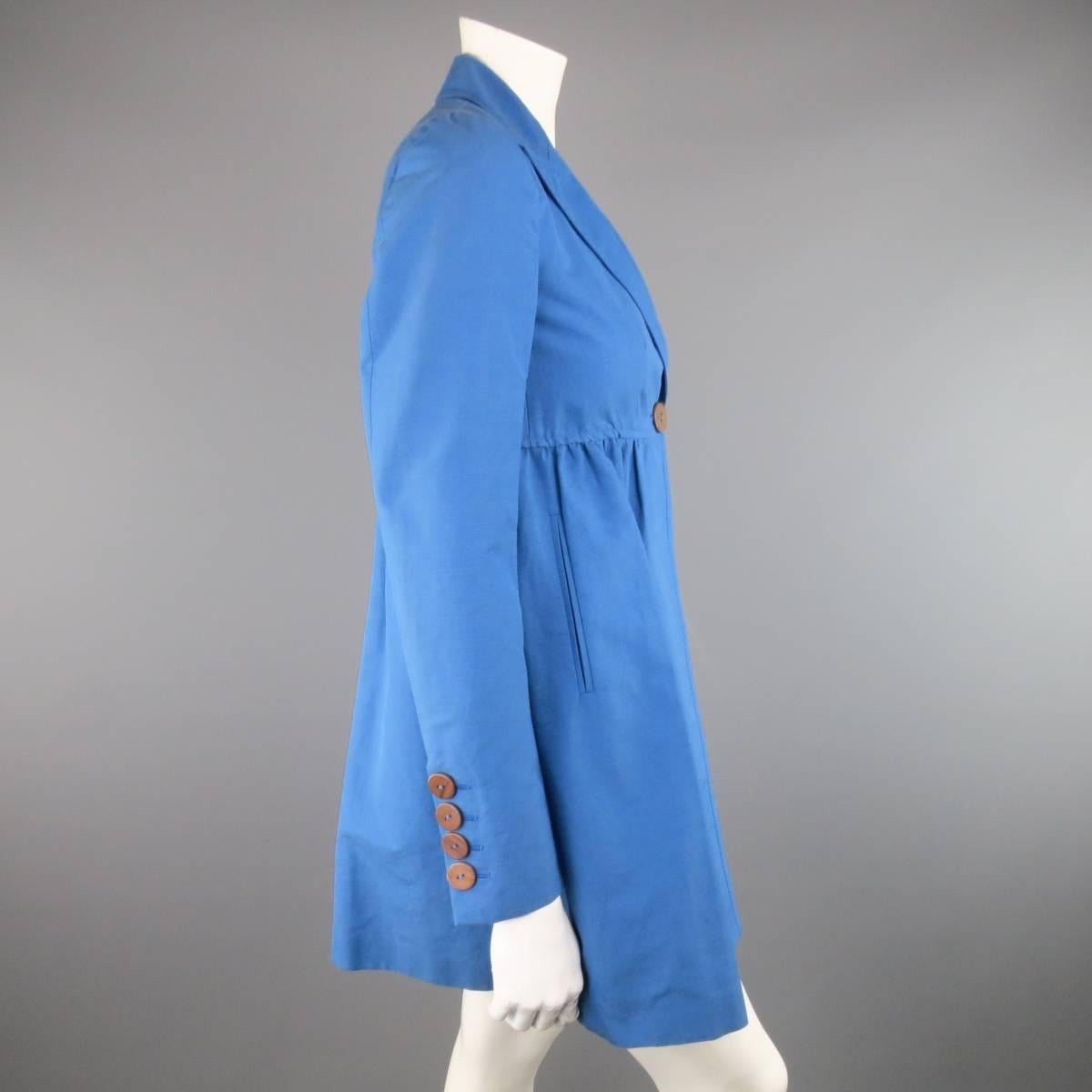 Women's STELLA McCARTNEY Size 6 Blue Peak Lapel Empire Waist Full Skirt Coat