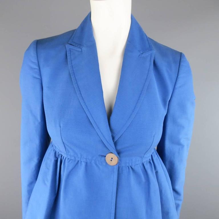 STELLA McCARTNEY Size 6 Blue Peak Lapel Empire Waist Full Skirt Coat ...