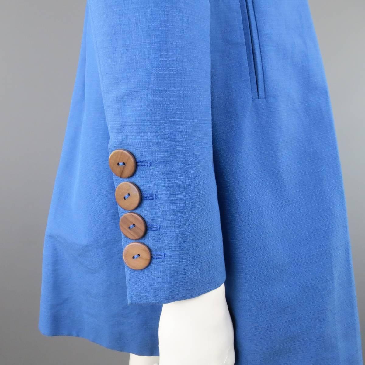 STELLA McCARTNEY Size 6 Blue Peak Lapel Empire Waist Full Skirt Coat 1