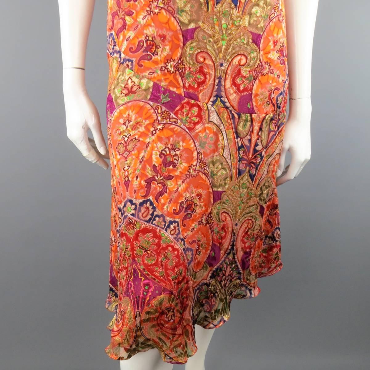 orange silk slip dress