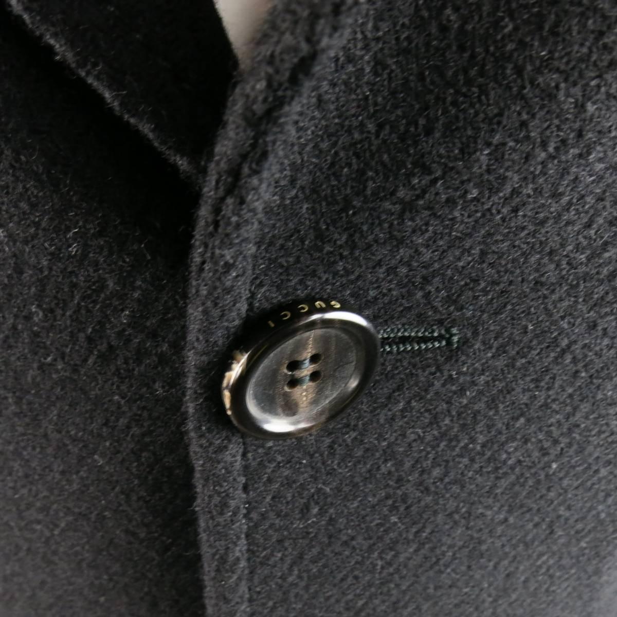 Men's GUCCI 40 Black Wool Blend Motorcycle Jacket Sleeve Sport Coat In Excellent Condition In San Francisco, CA