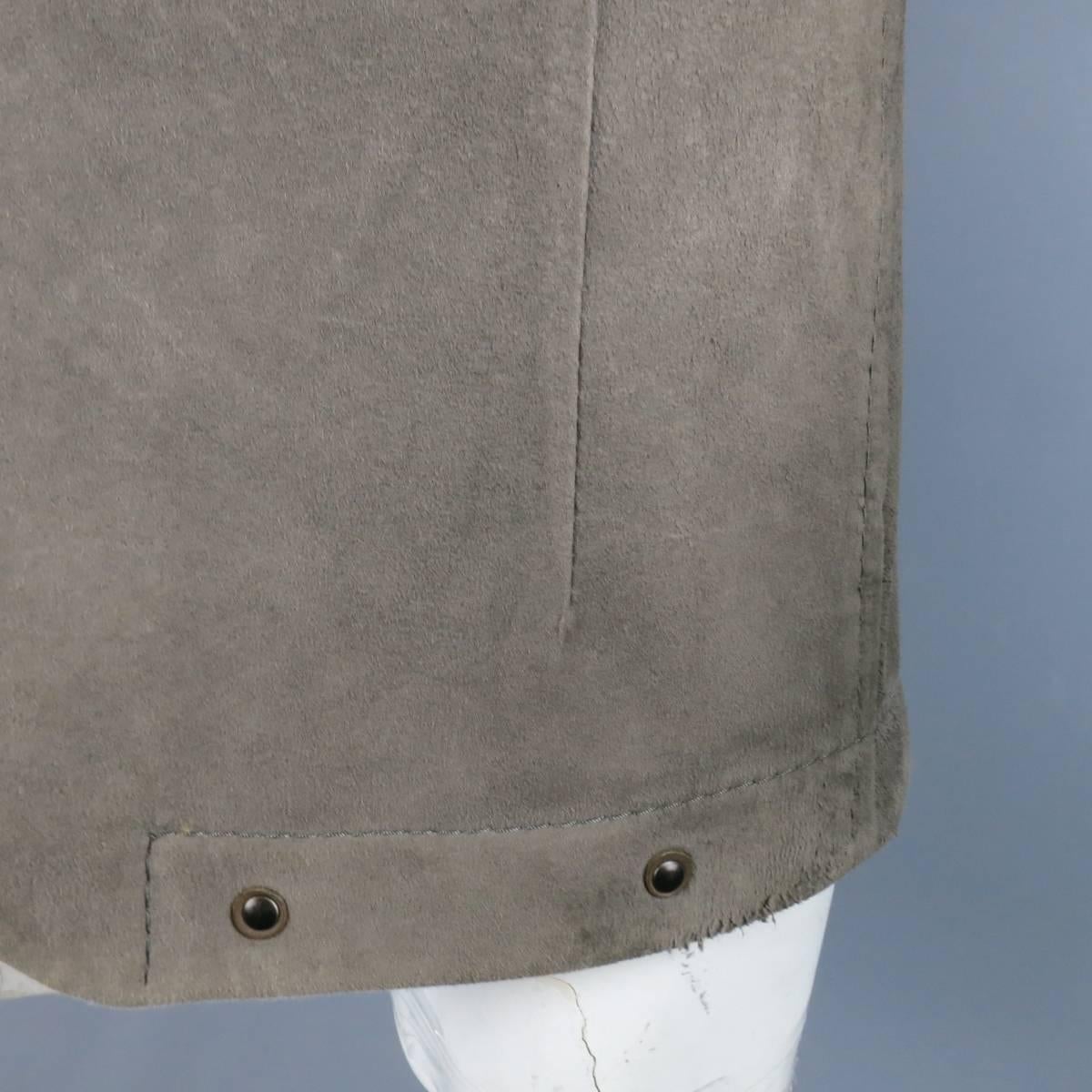 Men's ISAAC SELLAM M Light Taupe Suede Hook Eye CLosure Sport Coat Jacket 2