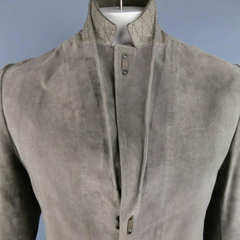 Men's ISAAC SELLAM M Light Taupe Suede Hook Eye CLosure Sport Coat