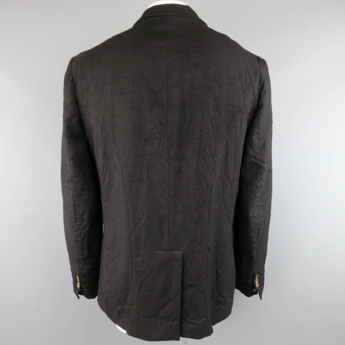 Men's FORME 3’3204322896  42 Black Wrinkle Textured Wool Single Button Sport Coat