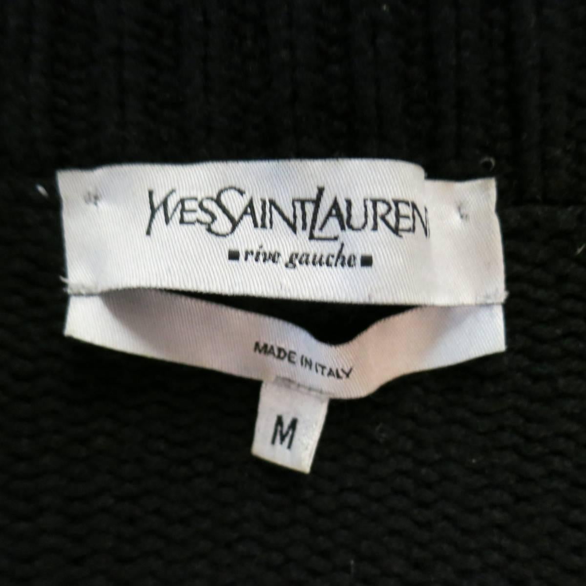 Men's YVES SAINT LAURENT Size M Black Knitted Cashmere Zip Cardigan 1