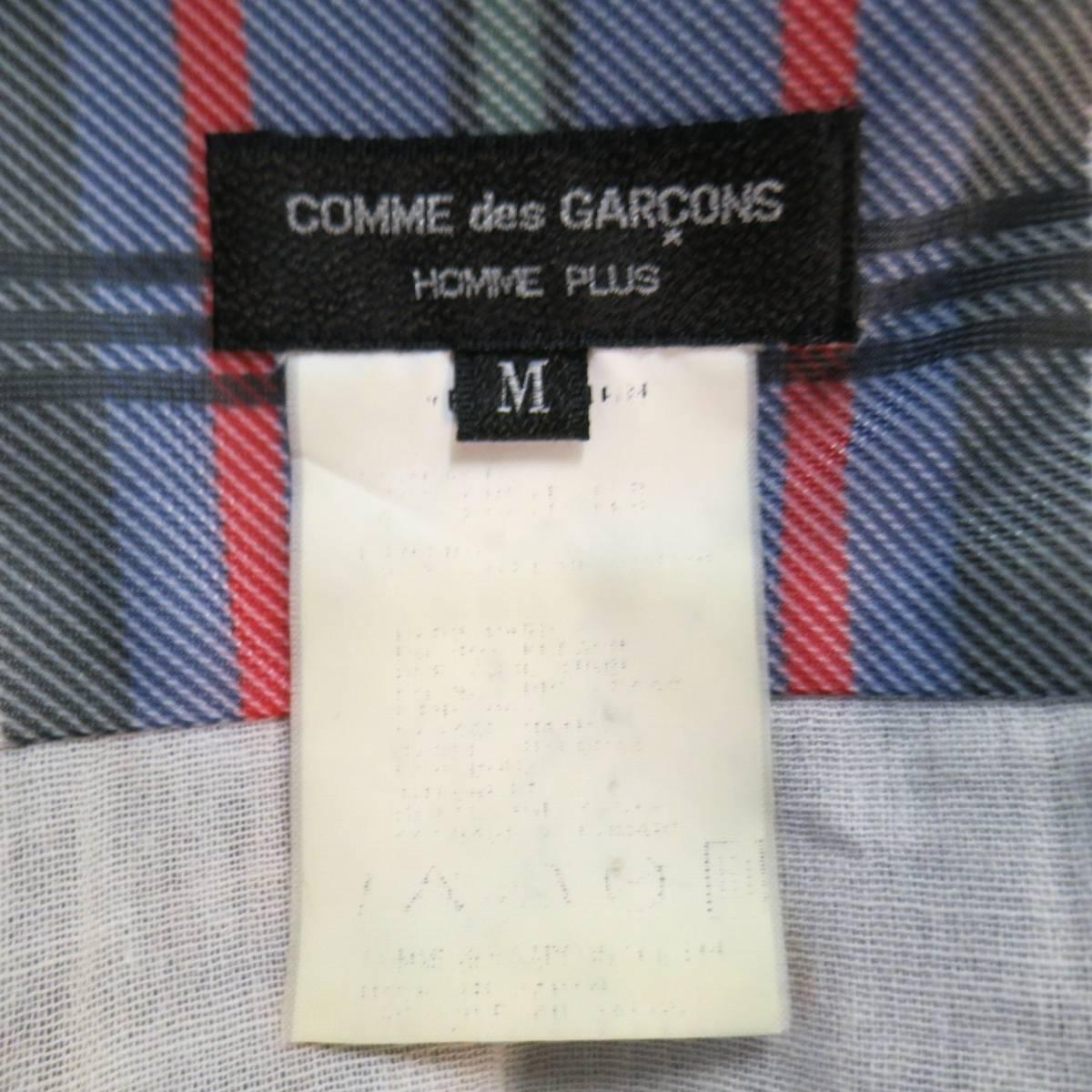 COMME des GARCONS Size M Navy & White Plaid Mesh Overlay Long Sleeve Zip Shirt 3
