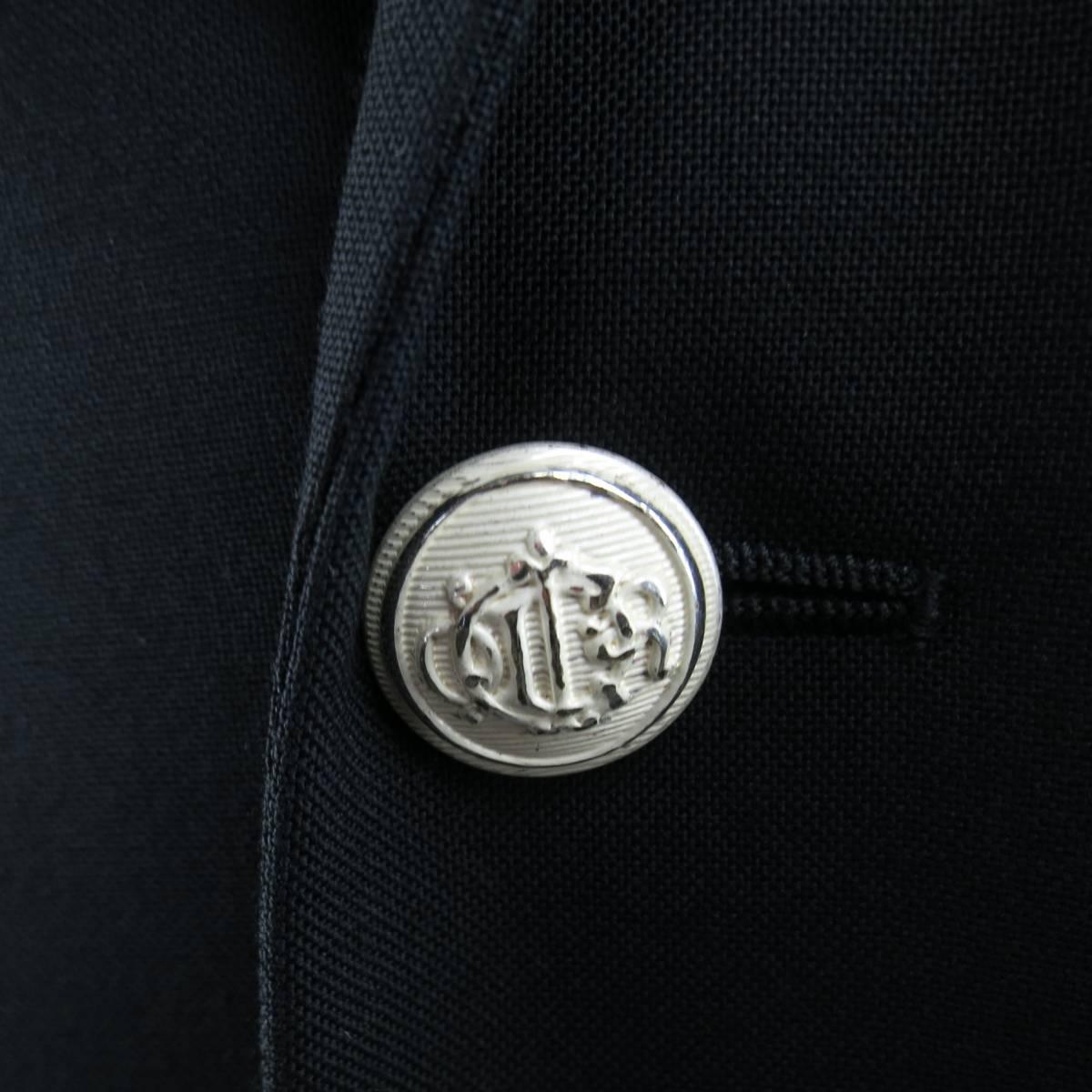 DIOR HOMME 38 Regular Black Wool White Brass Blazer Button Sport Coat In Excellent Condition In San Francisco, CA