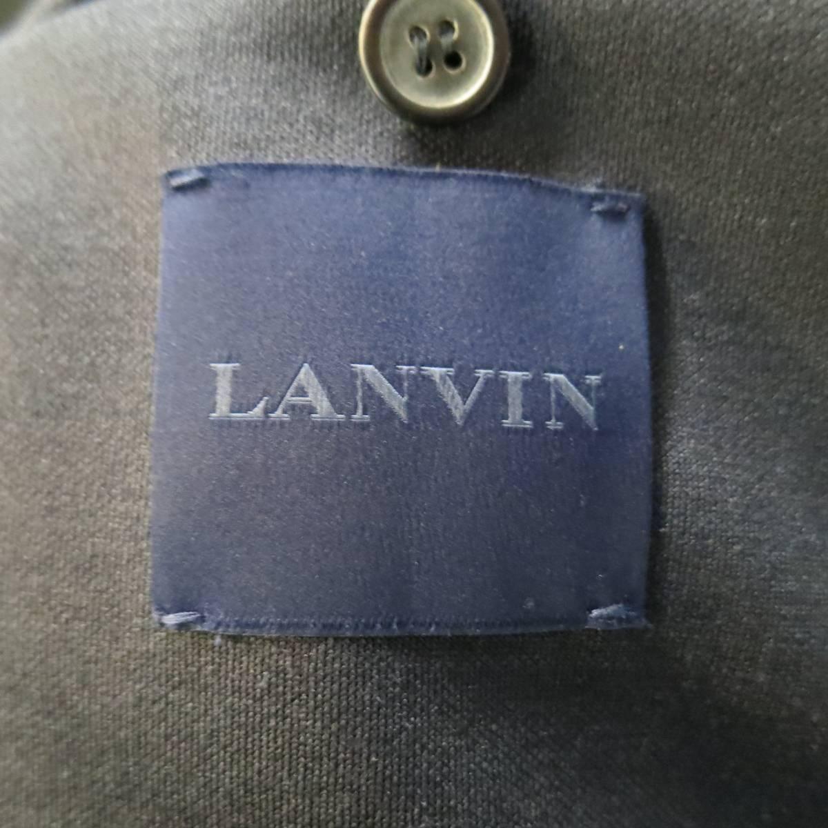 LANVIN 40 Short Black Raw Edge Ramie Blend Soft Double Breasted Sport Coat 2