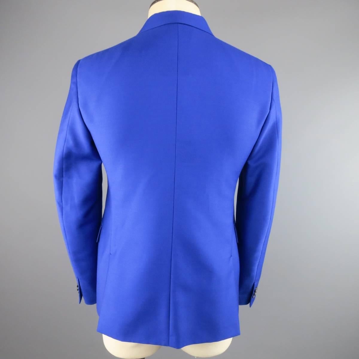 Men's JIL SANDER 36 Short Royal Blue Double Breasted Peak Lapel Sport Coat 1