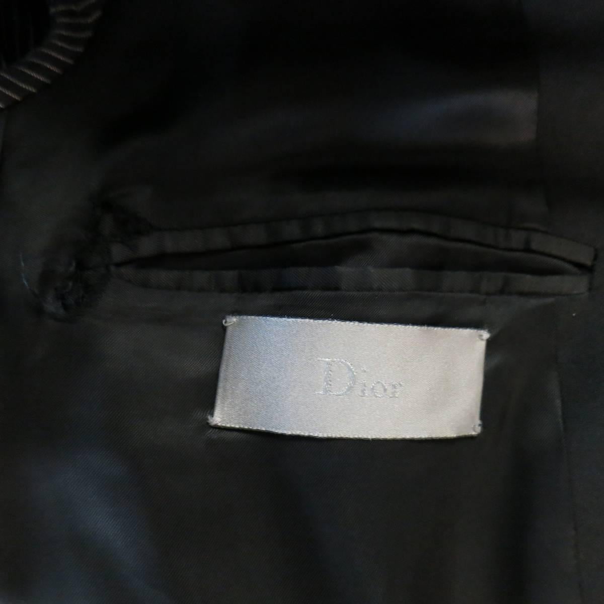 DIOR HOMME 40 Regular Black Wool Notch Lapel Sport Coat In Excellent Condition In San Francisco, CA