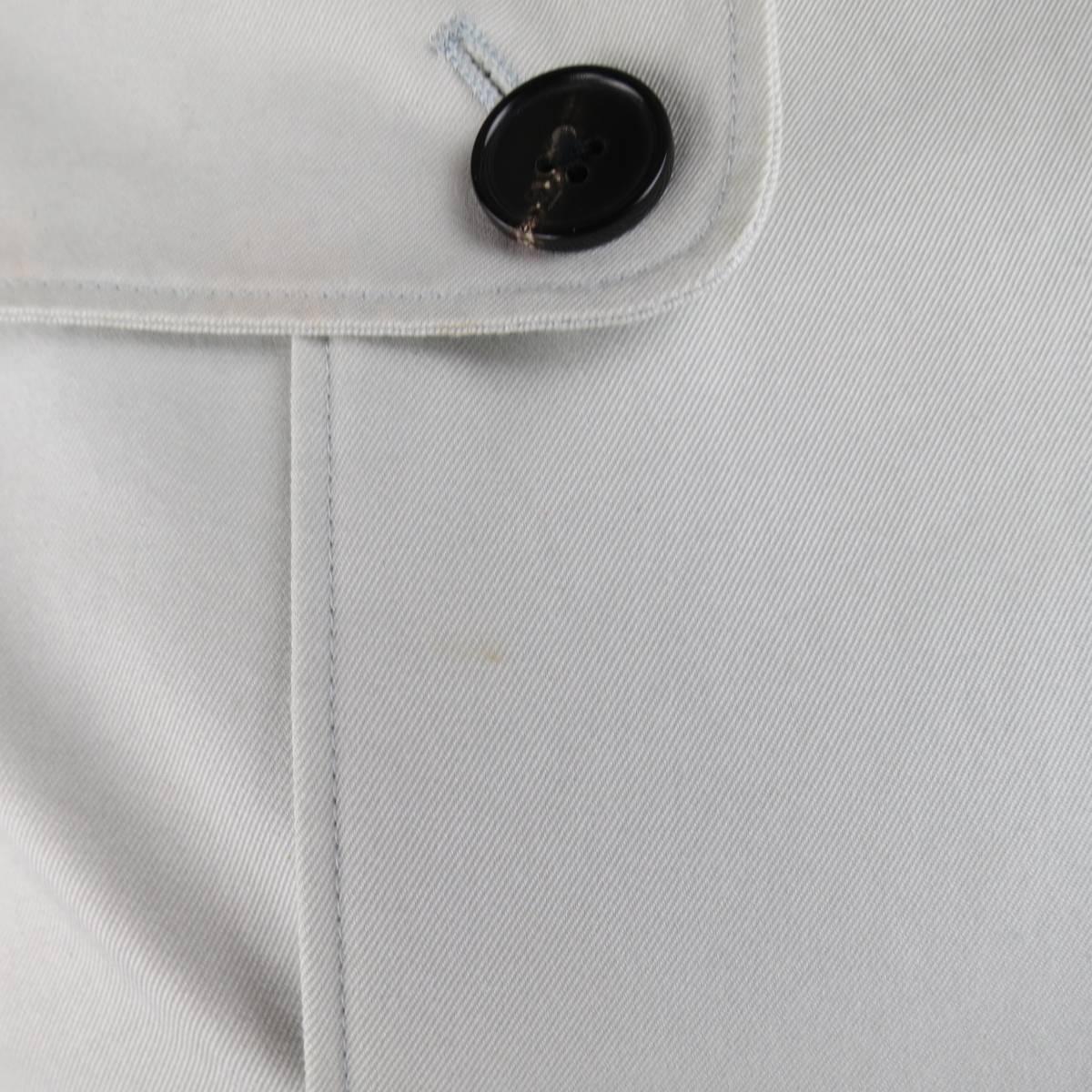 3.1 PHILLIP LIM M Khaki Cotton Band Collar Leather Sleeve Trenchcoat 1