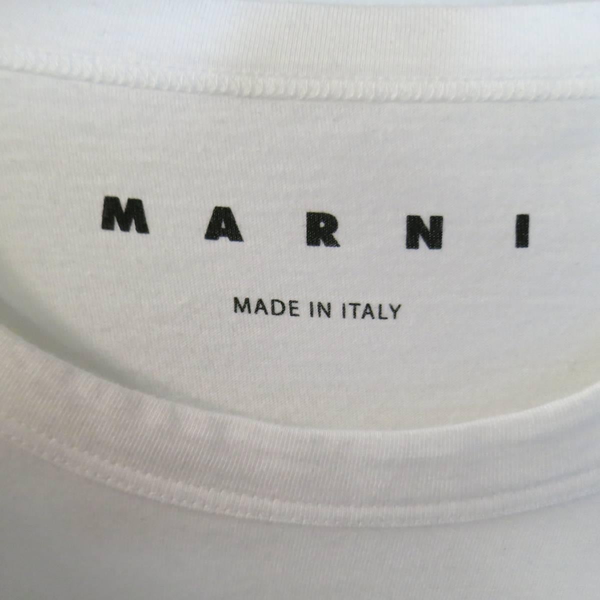 MARNI Size M White Burgundy Polka Dot Print Block Extended T-shirt In New Condition In San Francisco, CA