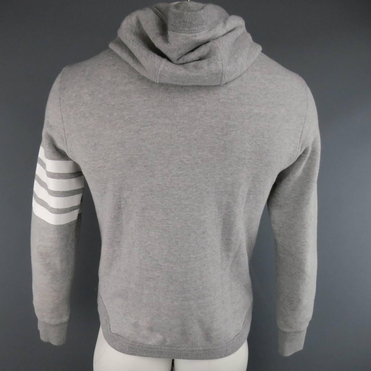 THOM BROWNE Size M Heather Gray Quilted French Terrycloth Cotton 4 Bar Hoodie 2