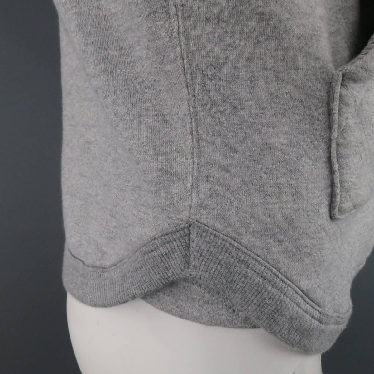 Women's or Men's THOM BROWNE Size M Heather Gray Quilted French Terrycloth Cotton 4 Bar Hoodie