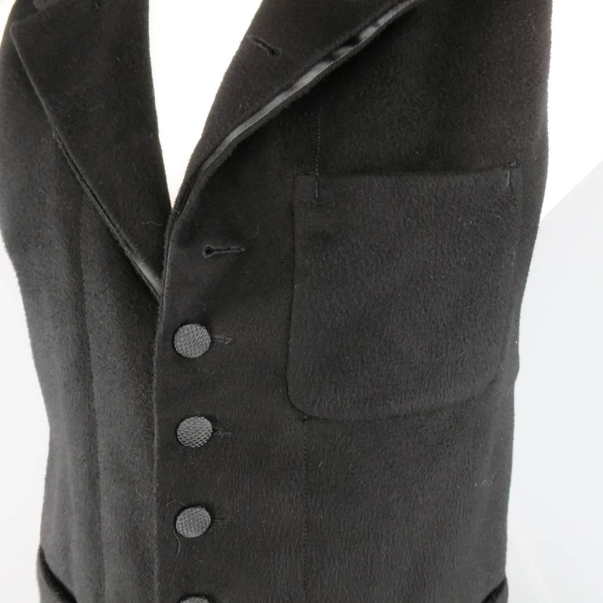 ANN DEMEULEMEESTER L Black Textured Notch Lapel Extended Layer Vest In Excellent Condition In San Francisco, CA