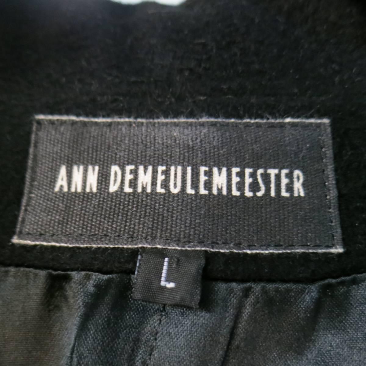 ANN DEMEULEMEESTER L Black Textured Notch Lapel Extended Layer Vest 3