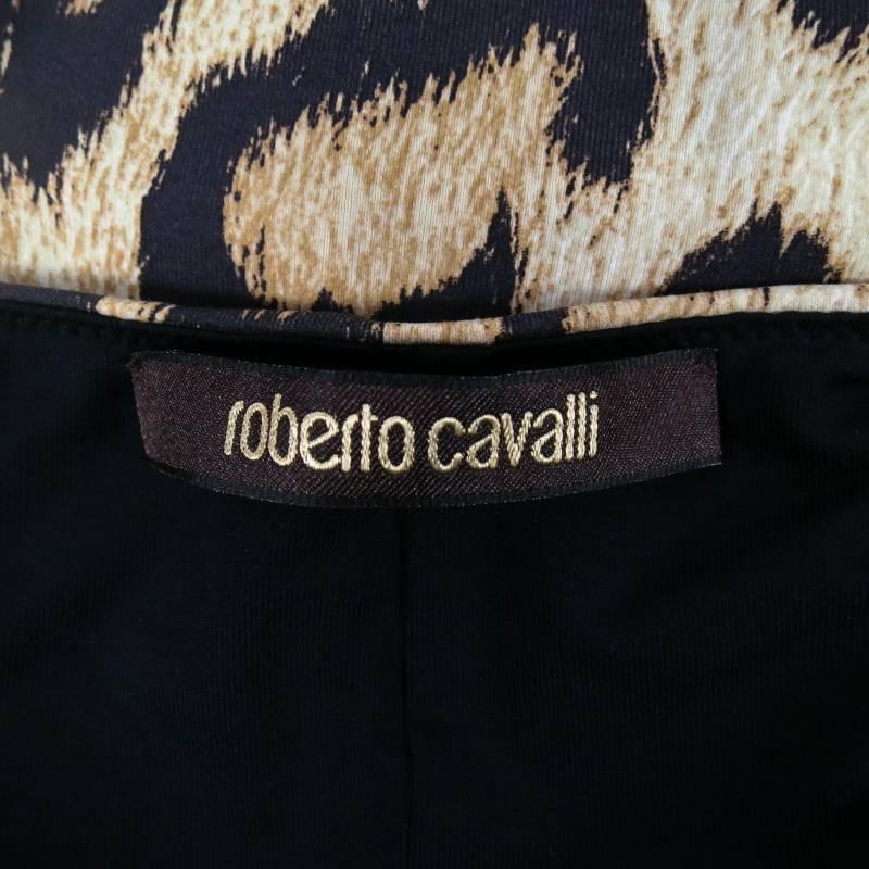ROBERTO CAVALLI Size 4 Beige & Black Leopard Sleeveless Cutout Maxi Dress 5