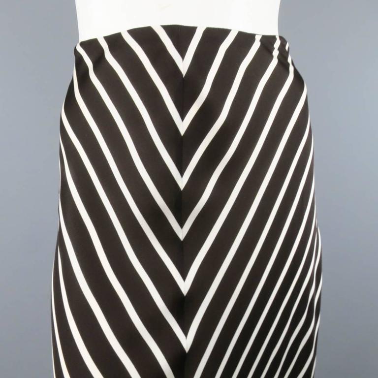 RALPH LAUREN Collection Size 8 Brown and White Striped Silk A Line ...